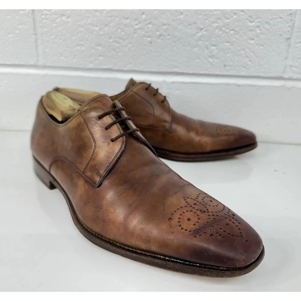 Magnanni Gerardo Medallion Toe Derby - Tobacco Brown Leather 18199 / Men's‎ 10 M